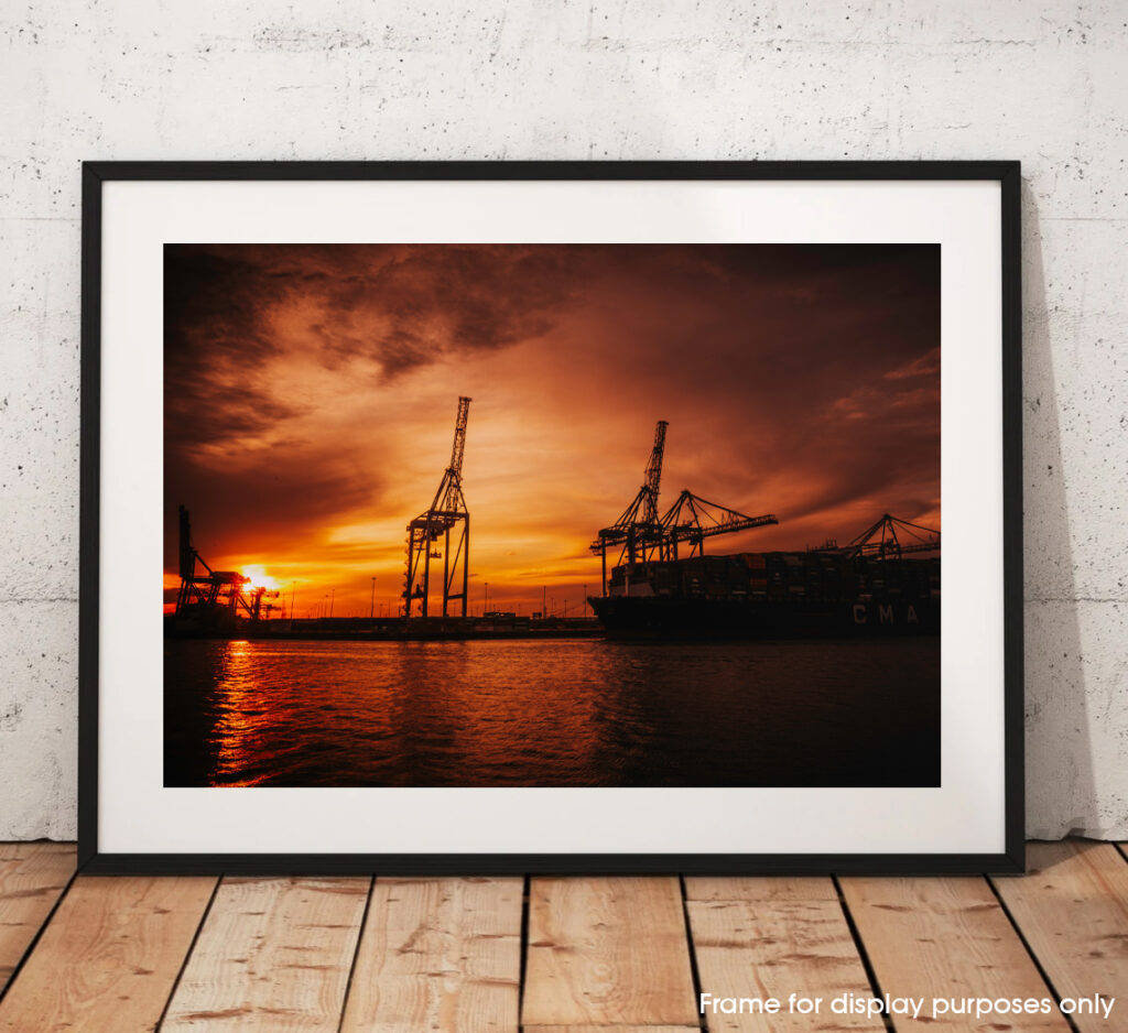 Southampton Container Port Cranes at Sunset