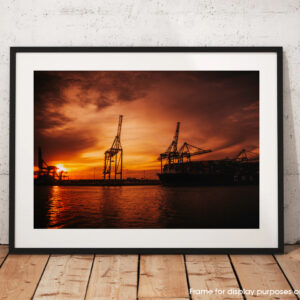 Southampton Container Port Cranes at Sunset