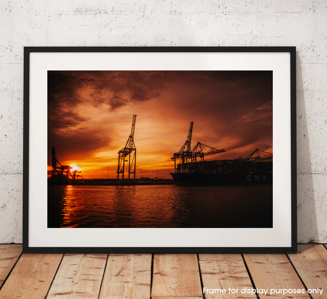 Southampton Container Port Cranes at Sunset